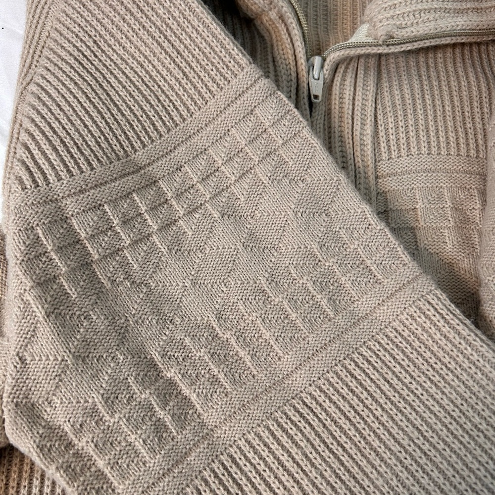 Vintage Men’s Clipper Mist tan zip up knit‎ cardigan sweater Size Large - Picture 10 of 11